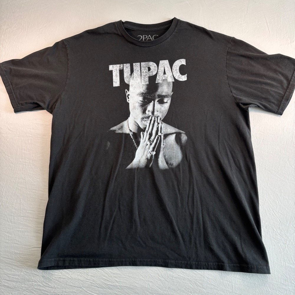 2Pac Shakur Graphic T-Shirt Mens XL Black Hip Hop Rap Tee Short Sleeve Bravado